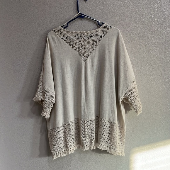 Bad Little Country Girl Tina Linen Blend Cardigan Tab Fringe Sz XL BoHo - Picture 7 of 8